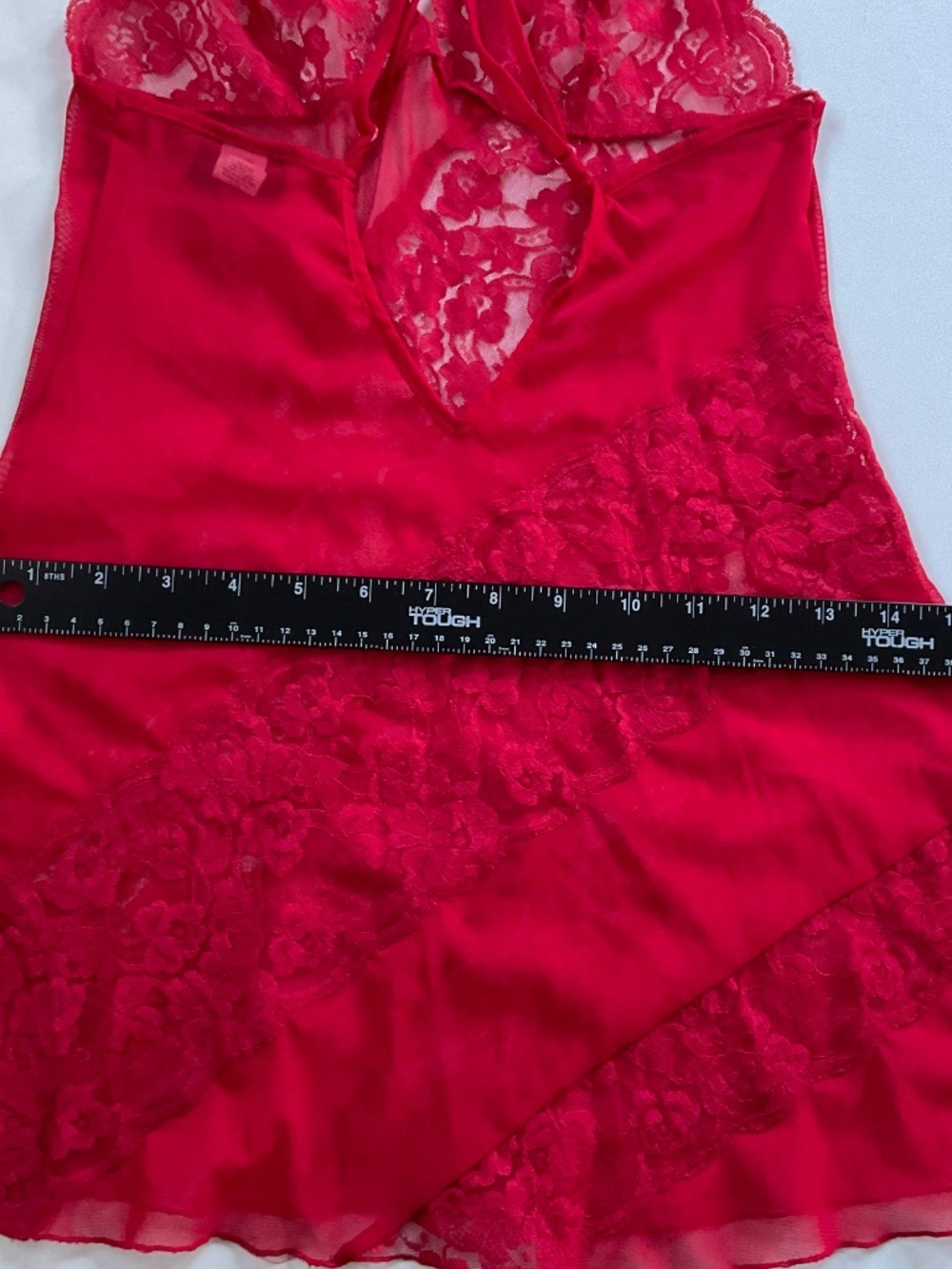 Frederick's of Hollywood Lace Mesh Babydoll Chemise Sz S Red Slip Dress Sexy Y2K - Picture 8 of 8